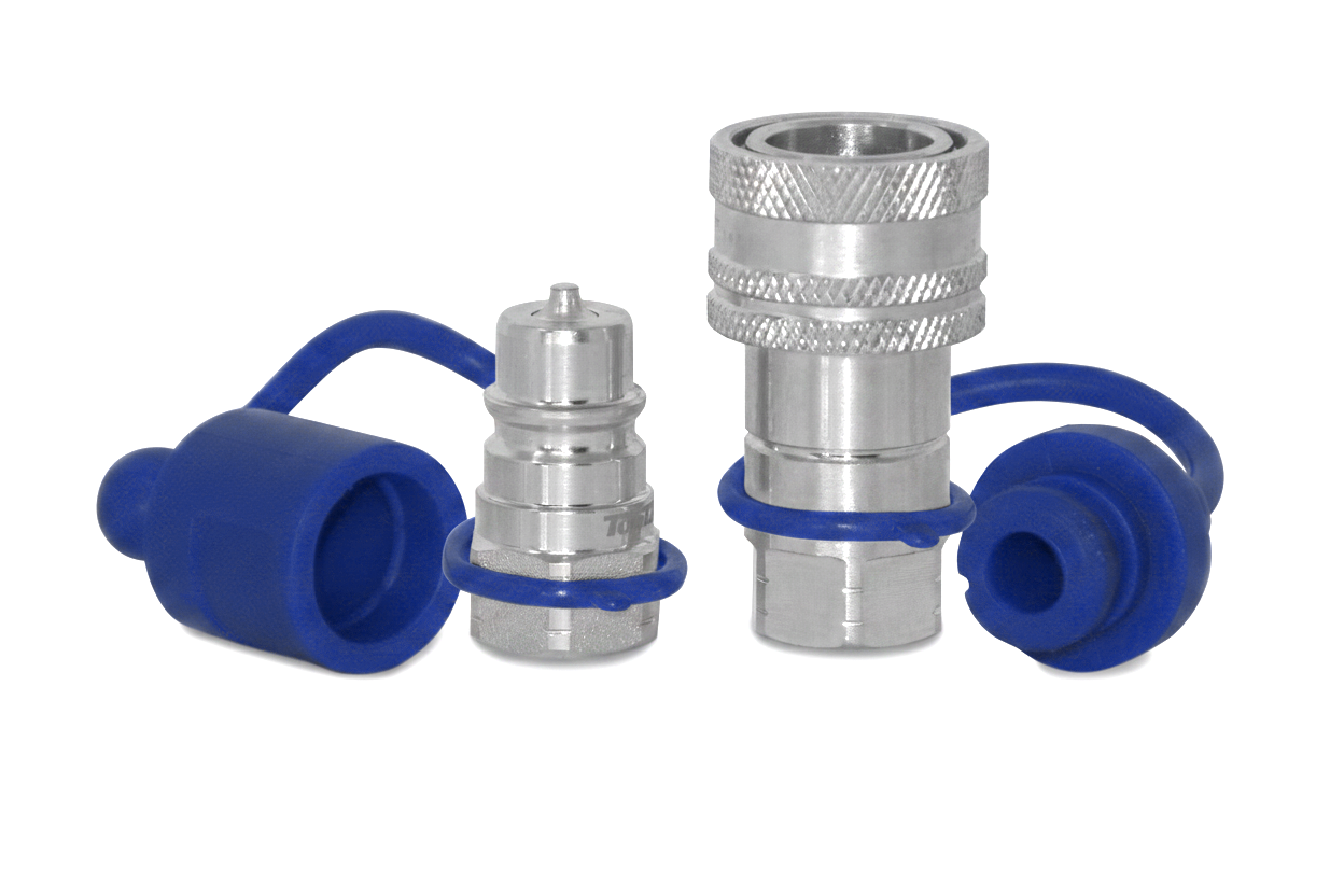 1/4" NPT Female Thread Ag Quick Connect Hydraulic ISO 5675 - Poppet Style Coupler (TL114) | 1/4" Body Size | Poppet Valve | ISO 5675 | Dust Caps Included | Tractor