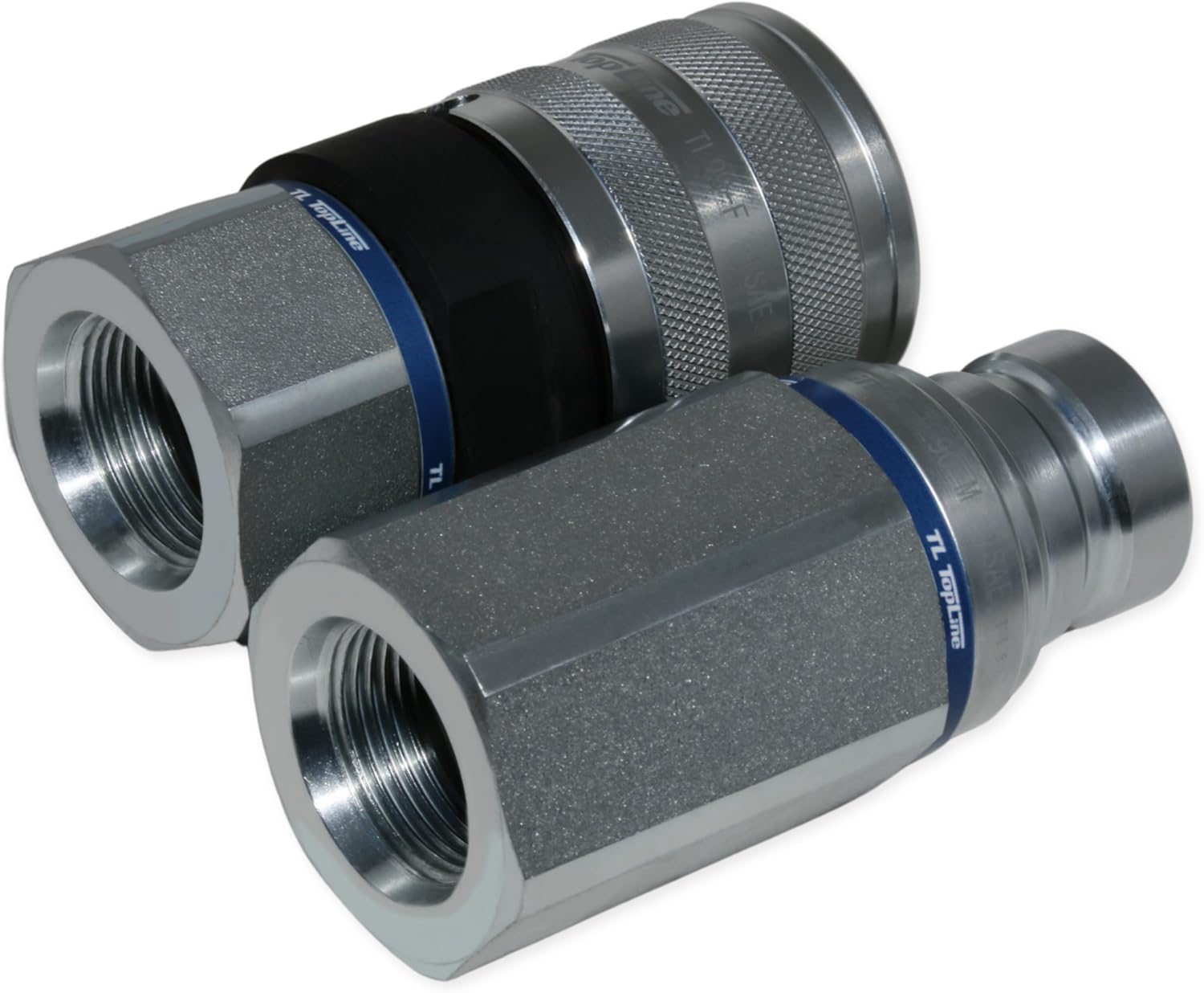 1" Body with 1" SAE O-Ring BOSS Thread | Flat Face Hydraulic Quick Connect Coupler | Heavy Machinery Attachment | ISO 16028 Heavy-Duty Coupling Sets with Dust Caps | Model TL90