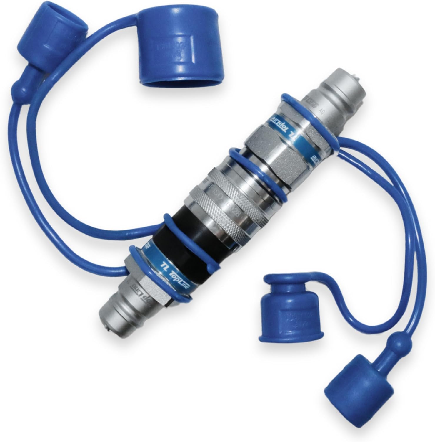 1/2" Flat Face to Ag Style Hydraulic Quick Coupler Adapter Set | Install Flat Face Connector on Skid Steer | 5076 PSI | Zinc Plated | ISO 16028 to ISO 5675 | with Dust Caps | Model TL46