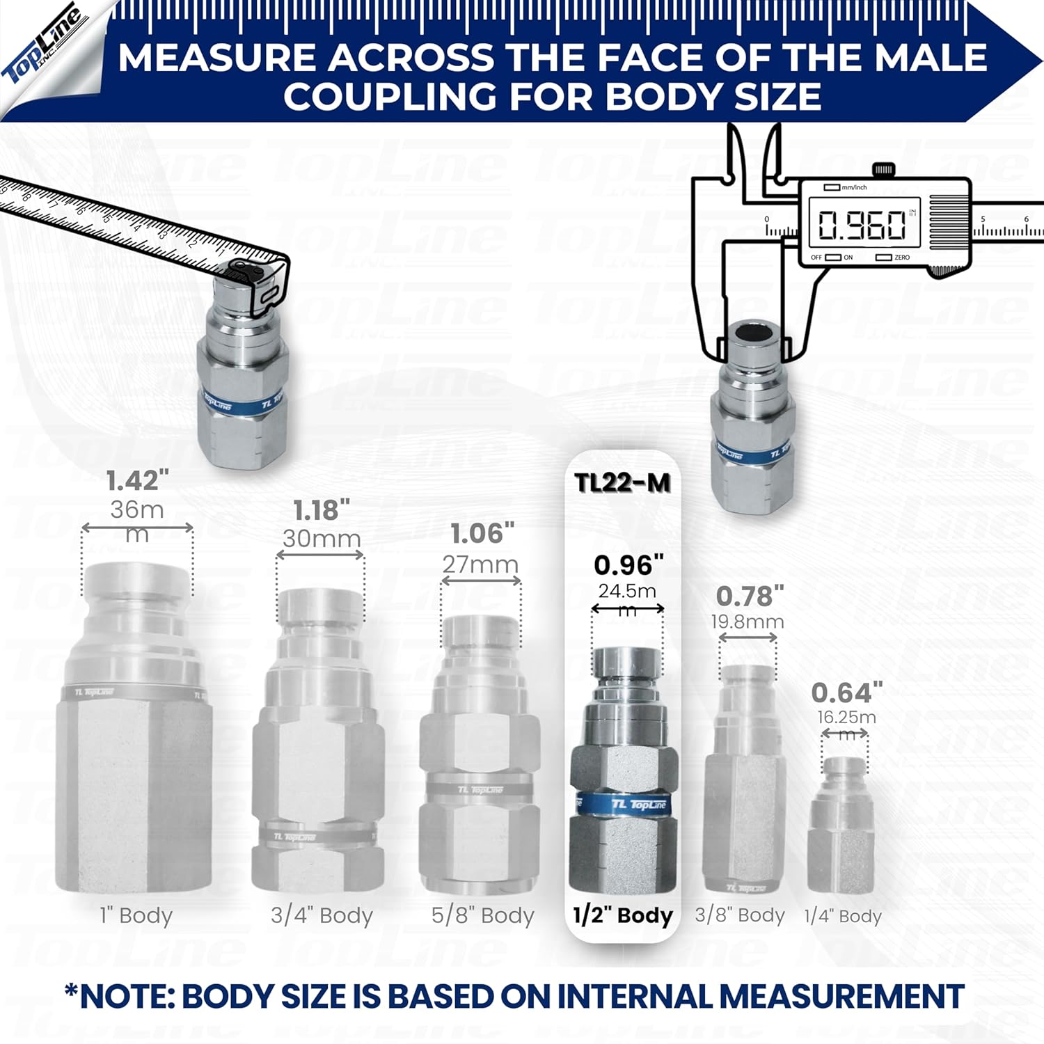 1/2" Body with 1/2" NPT Thread | Flat Face Hydraulic Quick Connect Coupler | Skid Steer Bobcat Attachment | ISO 16028 Heavy-Duty Coupling Sets with Dust Caps | Model TL23