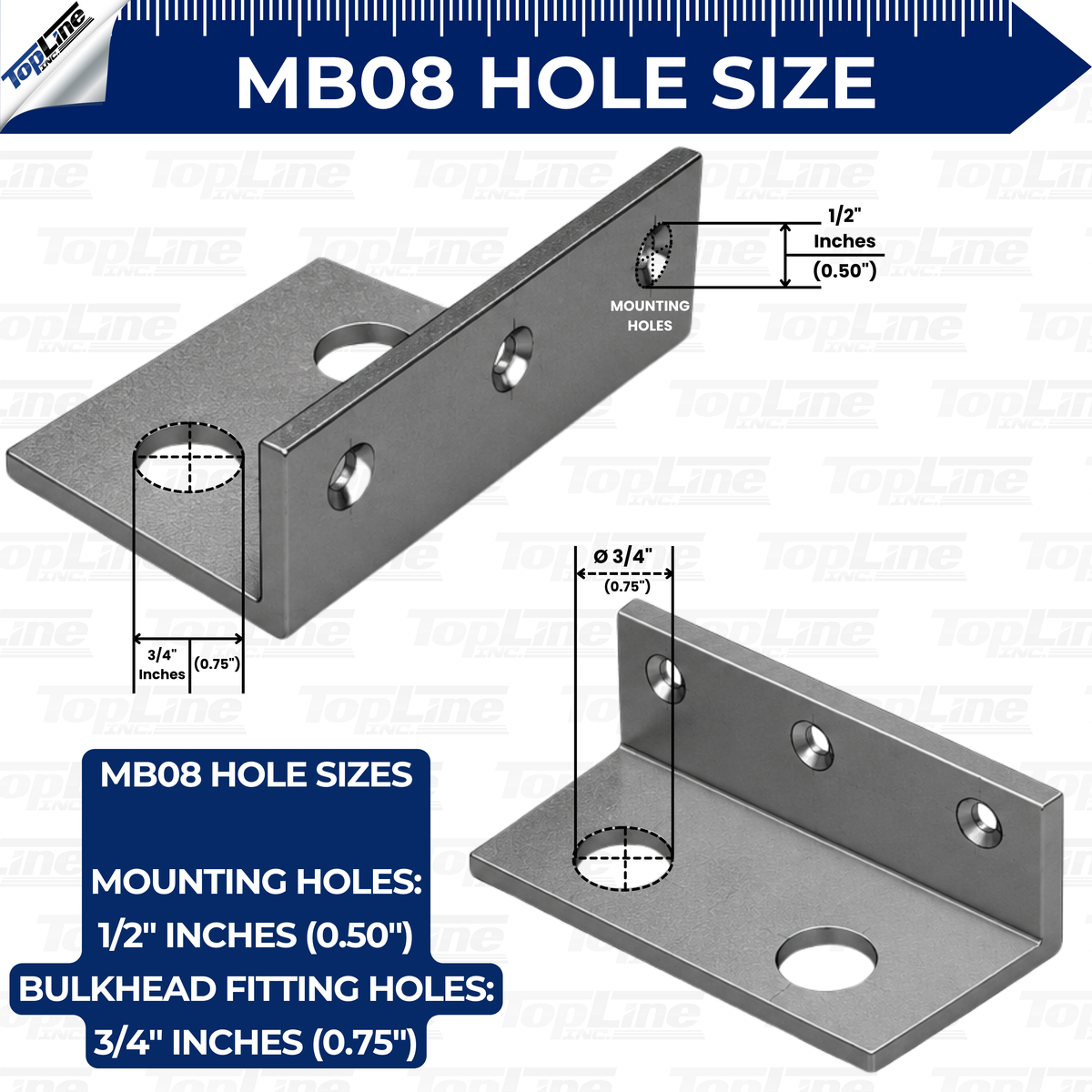 MB08 Mounting bracket to fit 1/2"(#8) bulkhead hydraulic coupler