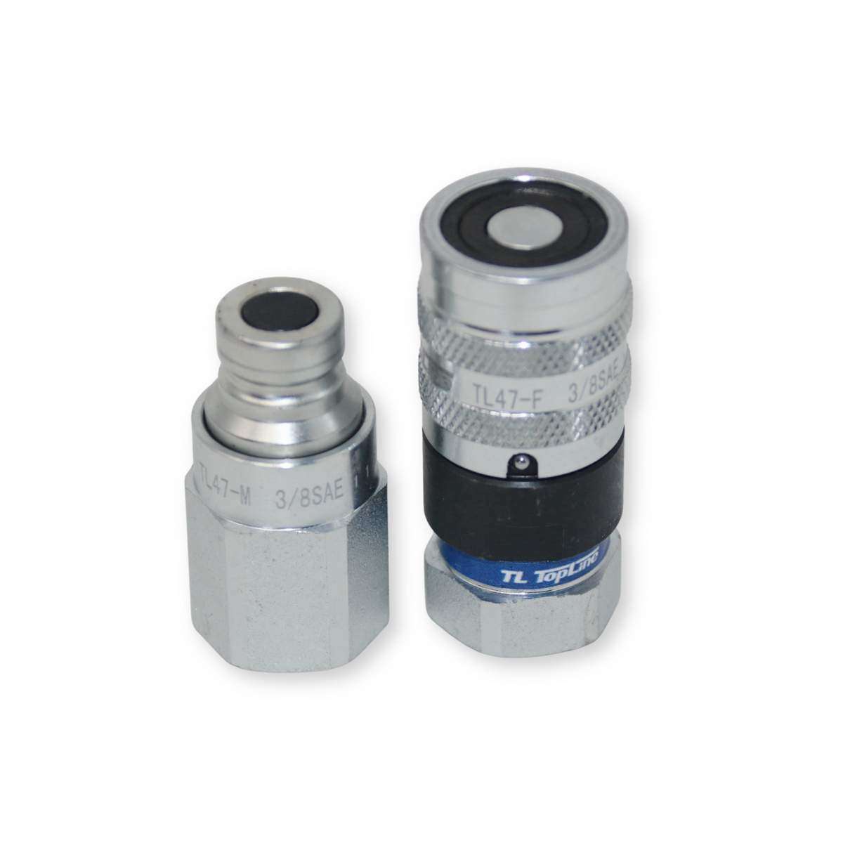 TL47 3/8 SAE Thread Flat Face Quick Connect Hydraulic Couplers Set 1/4 Body ISO 16028 with Dust Caps