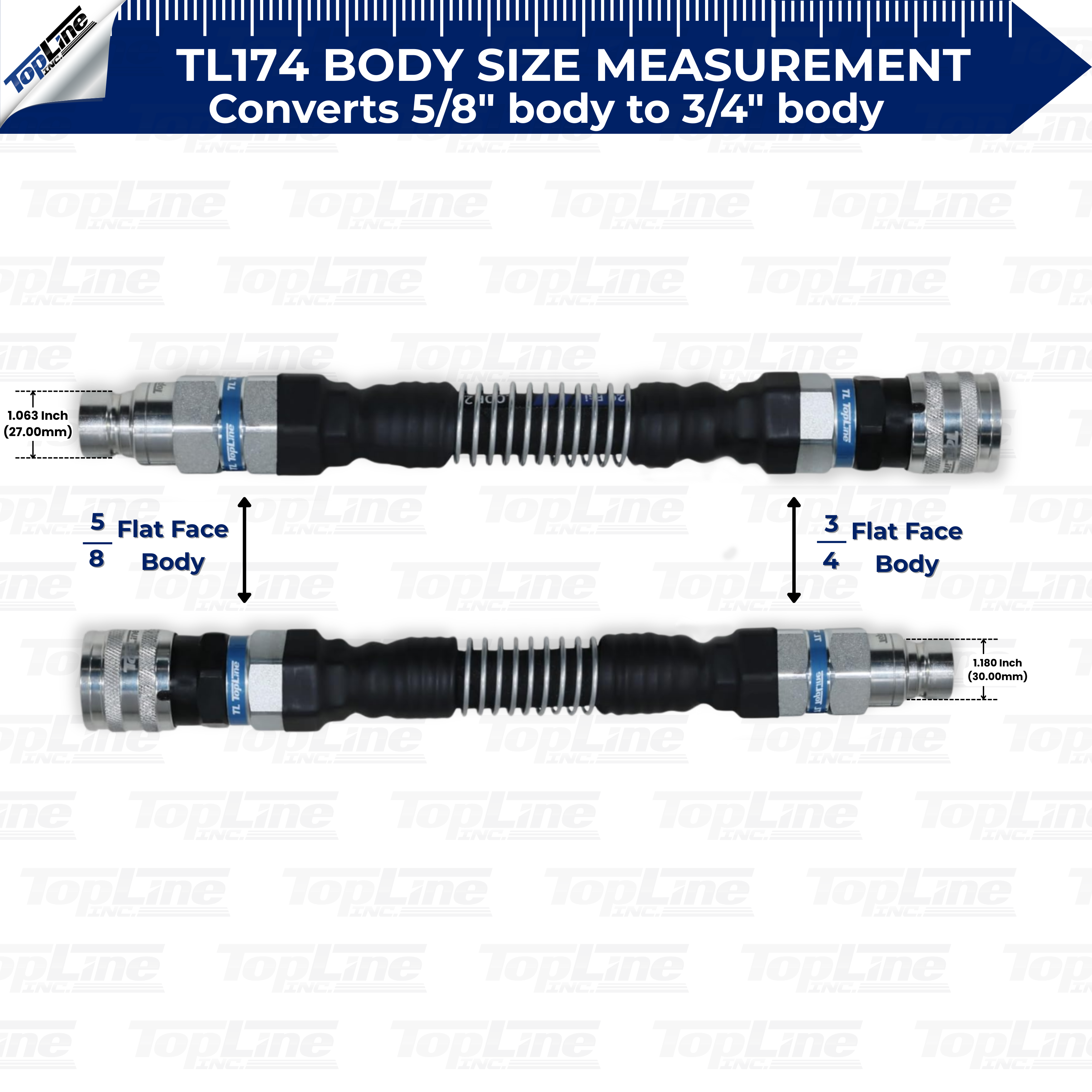 TL174 Adapter Set Flat Face Coupler 5/8" - 3/4" body size ISO 16028