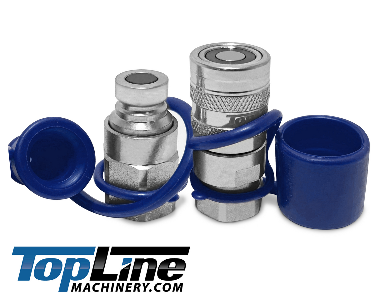 TL47 3/8 SAE Thread Flat Face Quick Connect Hydraulic Couplers Set 1/4 Body ISO 16028 with Dust Caps