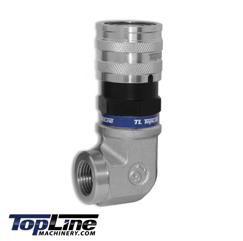 TL107-F 1/2 NPT Female Flat Face Hydraulic Quick Coupler 1/2 body 90 deg. Elbow Bobcat