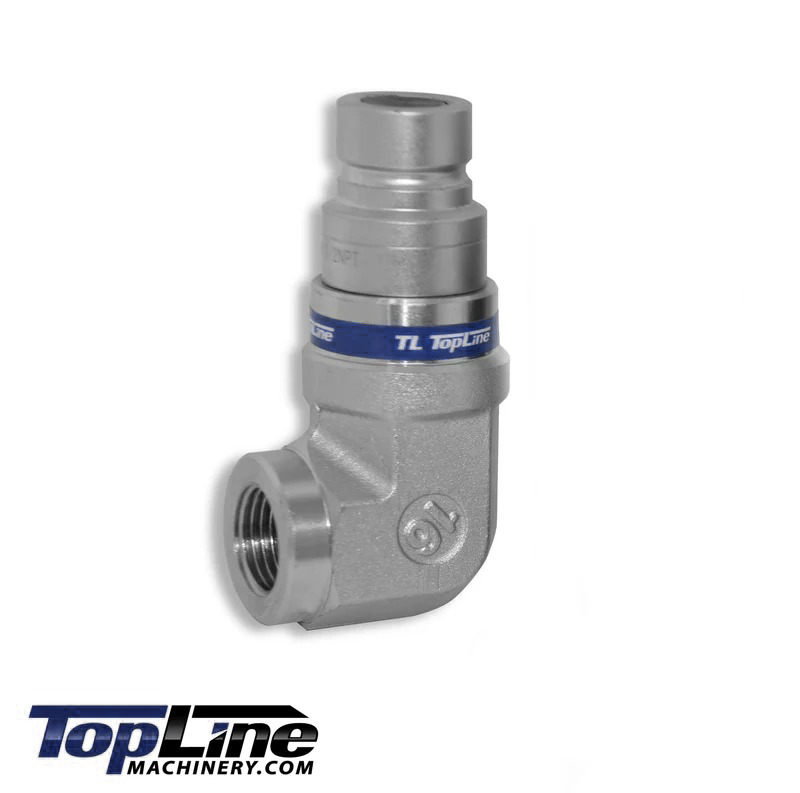 TL107-M 1/2 NPT Male Flat Face Hydraulic Quick Coupler 1/2 body 90 deg. Elbow Bobcat