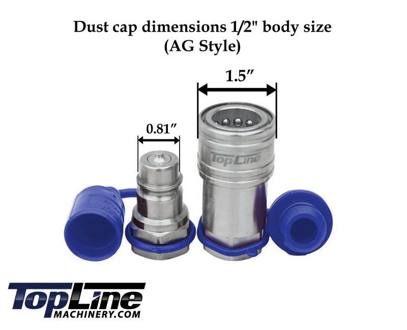 1/2" AG Style ISO 5675 (2pk) Dust Caps Cover Hydraulic quick coupler Multi Color