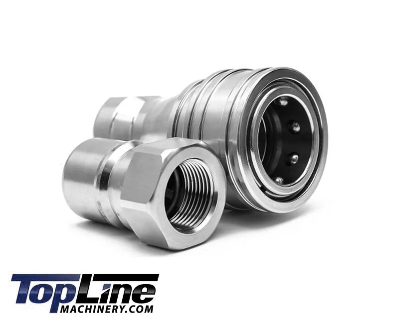 3/8" NPT Thread Hydraulic Coupler Set 3/8" ISO 7241-B Poppet Valve TL207 - STAINLESS STEEL