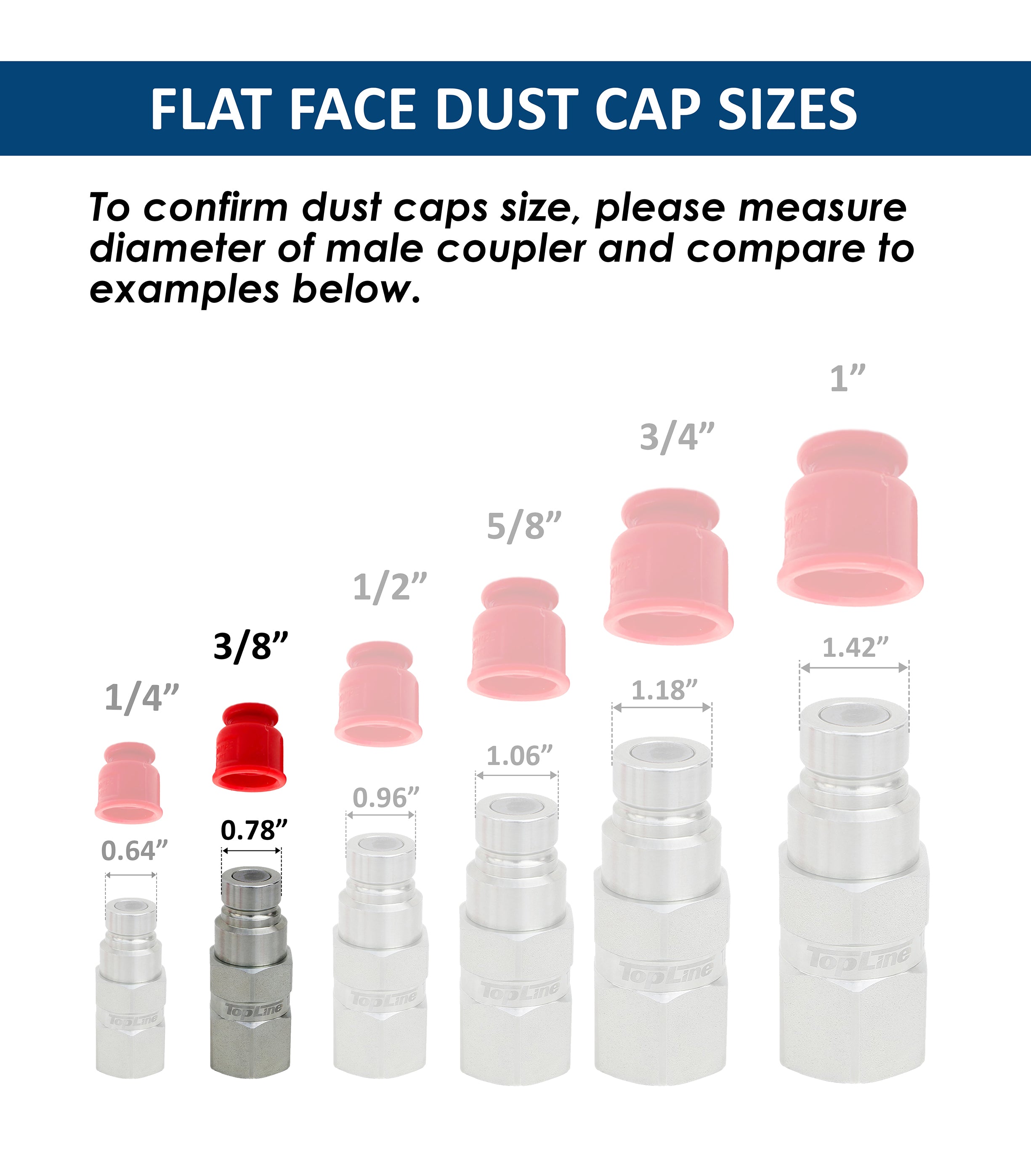 Dust cap set for 3/8" body Flat Face Hydraulic quick coupler Bobcat skid steer