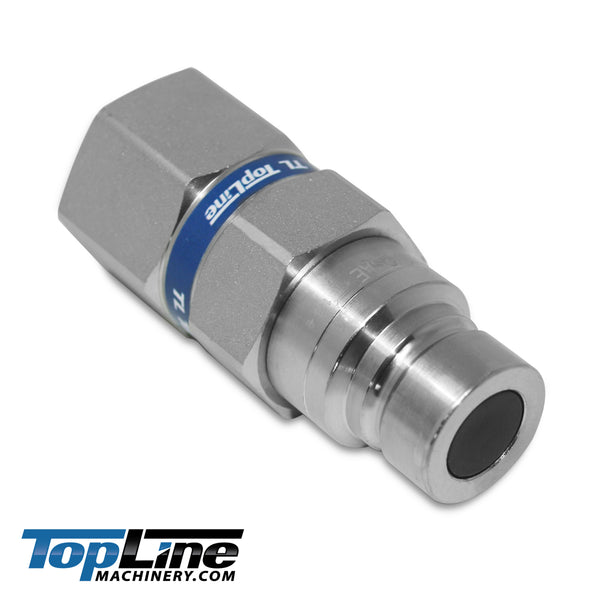 TL TopLine flat face hydraulic quick disconnect coupler, 1/2" NPT male quick connect coupling, universal size for skid steers and heavy equipment