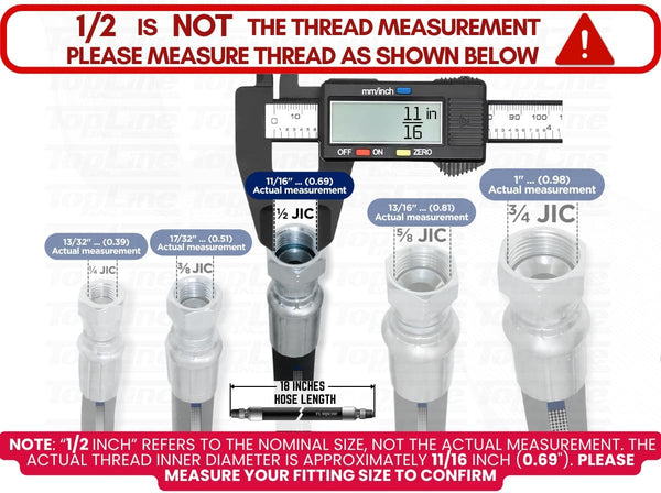 1/2" Hydraulic Hose Assembly with female JIC x female JIC (5220psi)