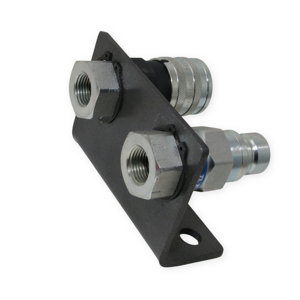1/2" Hydraulic Quick Connect Coupler Set, Flat Face, 1/2" NPT, ISO 16028, Heavy-Duty Steel, Includes Mounting Bracket, Fits Skid Steer Bobcat Attachments - TL23B-2