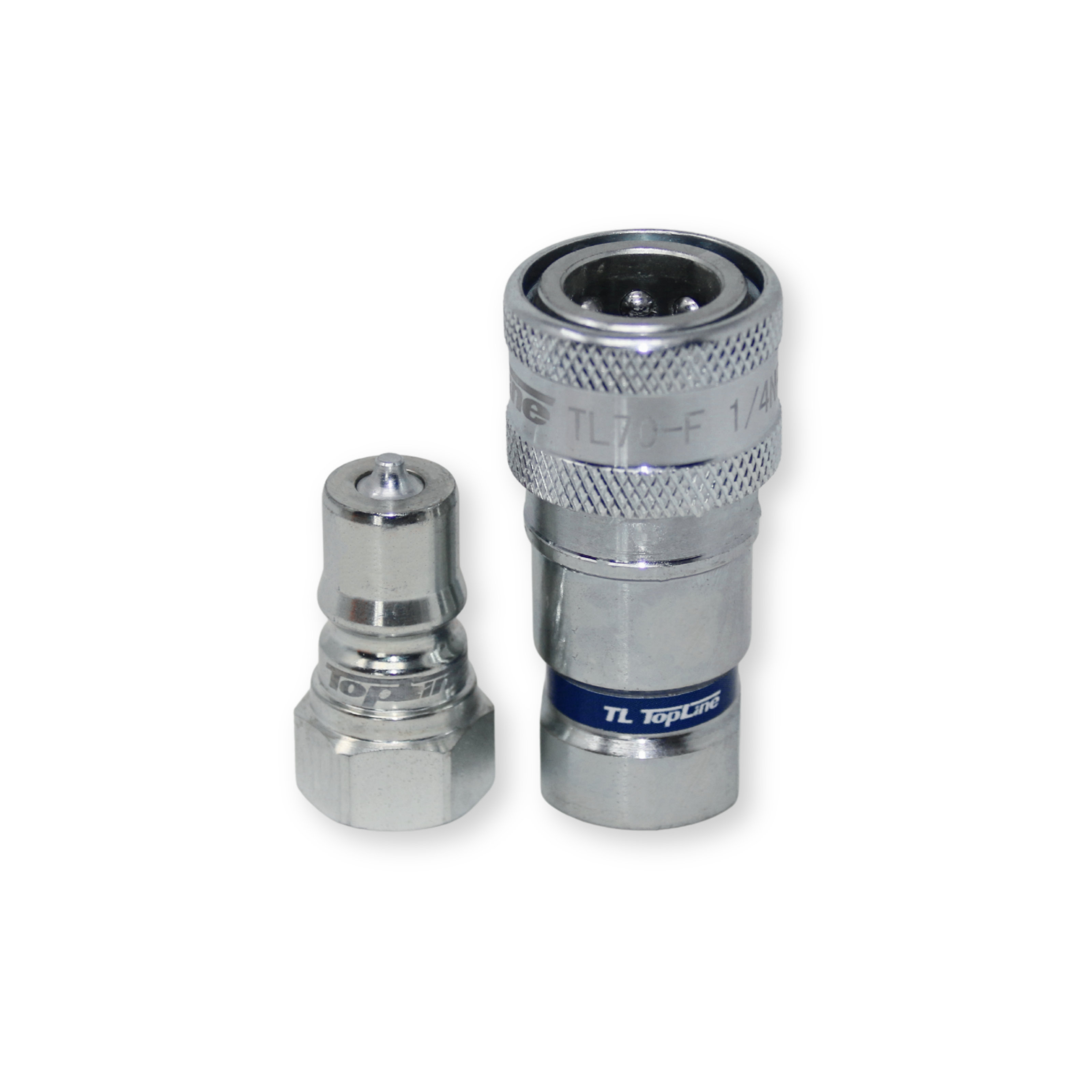 TL70 1/4" NPT Thread 1/4" Body Hydraulic Coupler Set  ISO 7241-B  Poppet  Bobcat