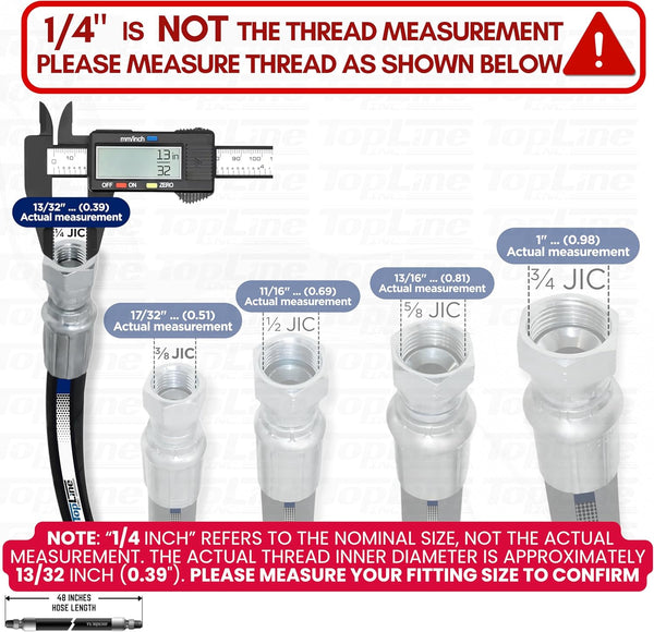1/4" Hydraulic Hose Assembly with female JIC X female JIC (10,150 psi)