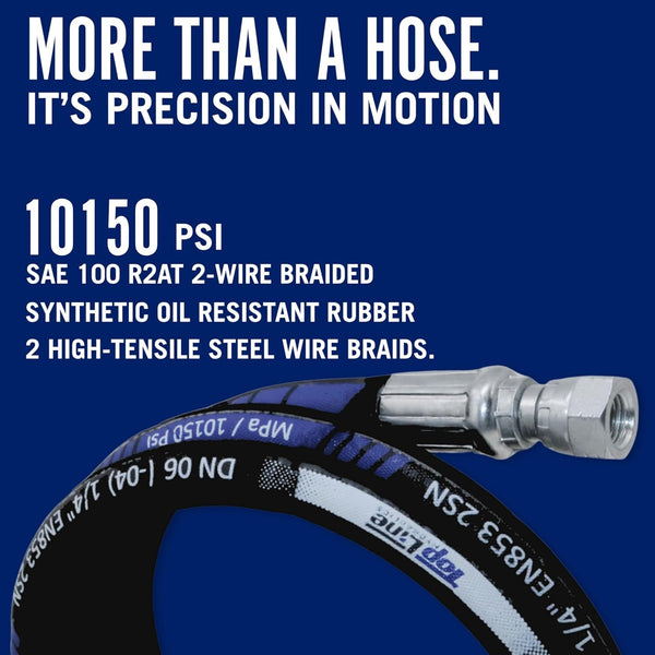 1/4" Hydraulic Hose Assembly with female JIC X female JIC (10,150 psi)