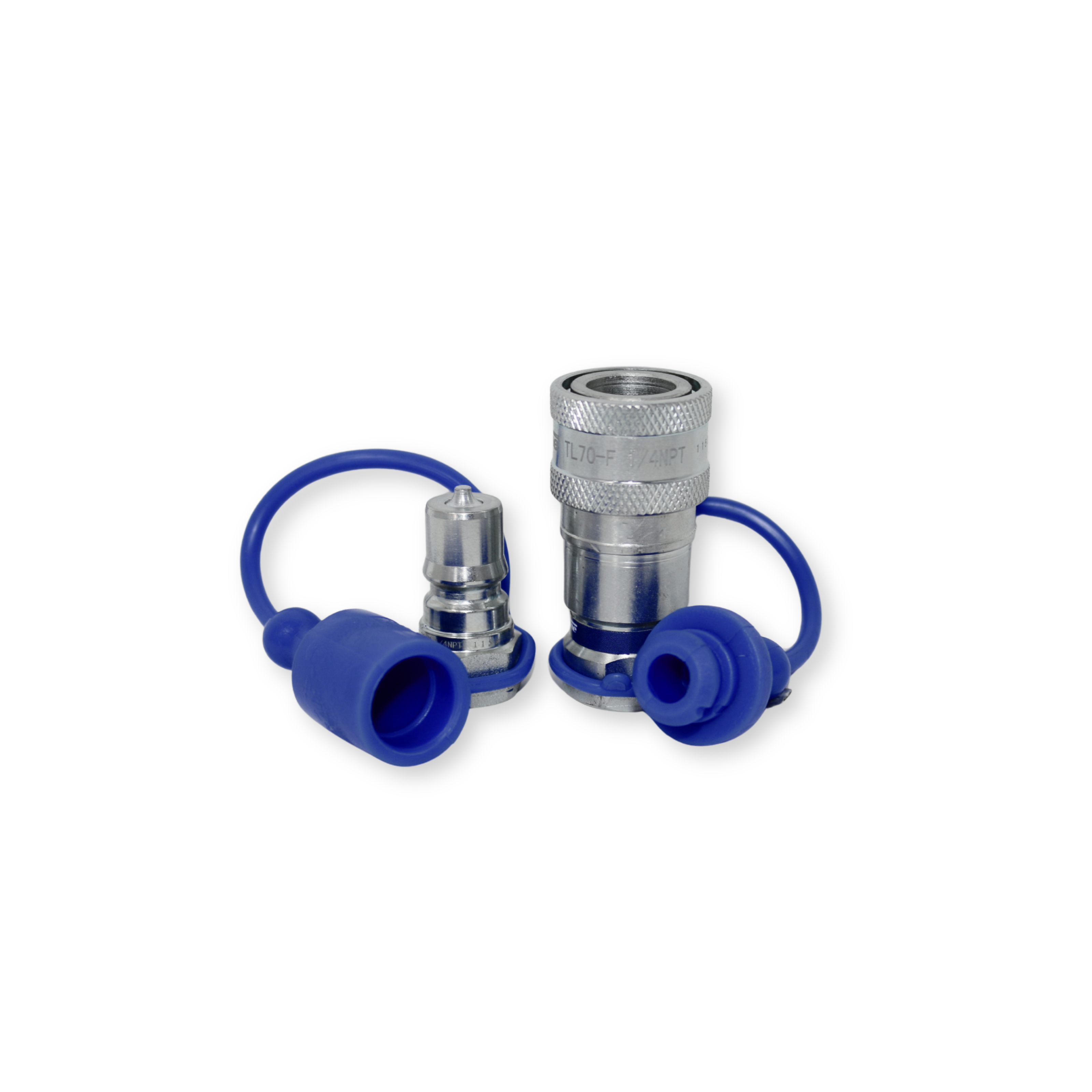 TL70 1/4" NPT Thread 1/4" Body Hydraulic Coupler Set  ISO 7241-B  Poppet  Bobcat