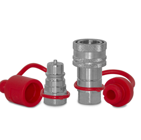 1/4" NPT Female Thread Ag Quick Connect Hydraulic ISO 5675 - Poppet Style Coupler (TL114) | 1/4" Body Size | Poppet Valve | ISO 5675 | Dust Caps Included | Tractor, Bobcat & Skid Steer Loaders