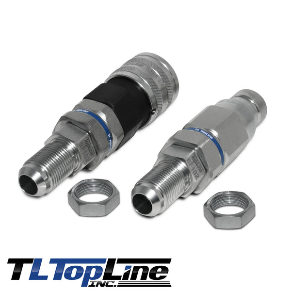3/4" JIC (#12) Bulkhead Thread - 3/4" High Flow Flat Face Quick Connect Hydraulic Coupler (TL121)