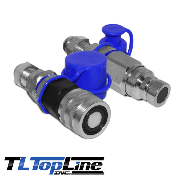 3/4" JIC (#12) Bulkhead Thread - 3/4" High Flow Flat Face Quick Connect Hydraulic Coupler (TL121)