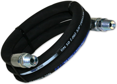 3/8" Hydraulic Hose Assembly with Male NPT X Male NPT 7,250 psi (48-72 inches) SAE 100 R2AT 2-Wire Braided, Oil-Resistant Rubber Tube, High-Tensile Steel Reinforced | Model HFR206-061M-061M