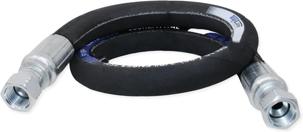 3/8" Hydraulic Hose Assembly 48 Inches – Female JIC x Female JIC, 7,250 PSI, SAE 100 R2AT, 2-Wire Braided, Oil-Resistant Rubber, Heavy-Duty High-Pressure Line | Model HFR206-063F-063F