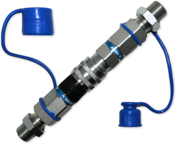 Hydraulic Quick Connect Coupler, 1/2" Body with 5/8" ORFS Thread, Flat Face Bulkhead, ISO 16028, Heavy-Duty Coupling Set with Dust Caps for Bobcat Skid Steer Loaders | Model TL26