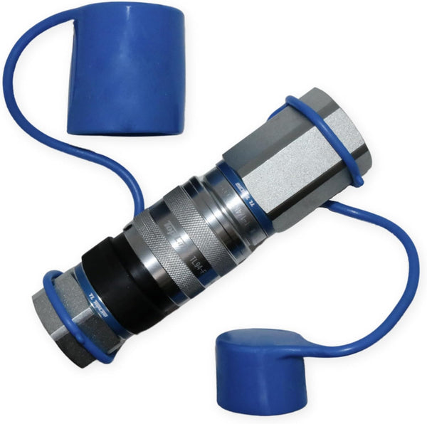 1" Body with 1-1/4″ NPT Thread | High Flow | Flat Face Hydraulic Quick Connect Coupler | Heavy Machinery Attachment | ISO 16028 Heavy-Duty Coupling Sets with Dust Caps | Model TL94