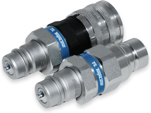 1/2" Flat Face to Ag Style Hydraulic Quick Coupler Adapter Set | Install Flat Face Connector on Skid Steer | 5076 PSI | Zinc Plated | ISO 16028 to ISO 5675 | with Dust Caps | Model TL46