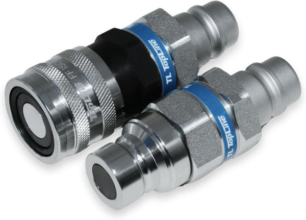 1/2" Flat Face to Ag Style Hydraulic Quick Coupler Adapter Set | Install Flat Face Connector on Skid Steer | 5076 PSI | Zinc Plated | ISO 16028 to ISO 5675 | with Dust Caps | Model TL46