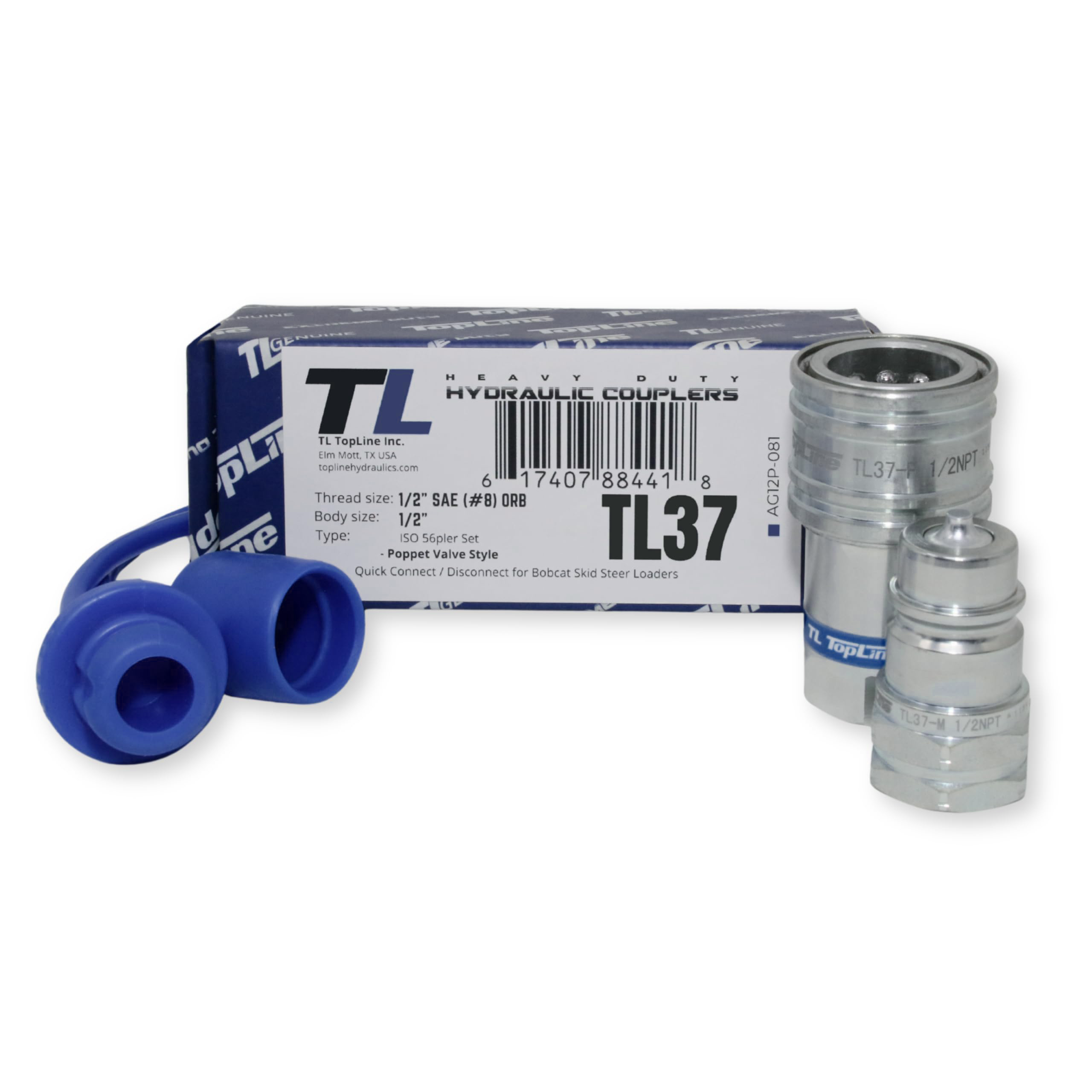 1/2" NPT Thread Ag Quick Connect Hydraulic Poppet style Coupler 1/2" body size for Tractor Implements | TL37