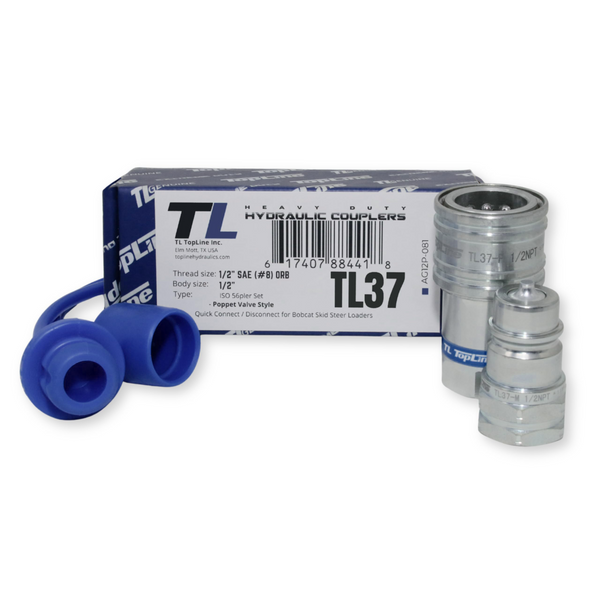 1/2" NPT Thread Ag Quick Connect Hydraulic Poppet style Coupler 1/2" body size for Tractor Implements | TL37
