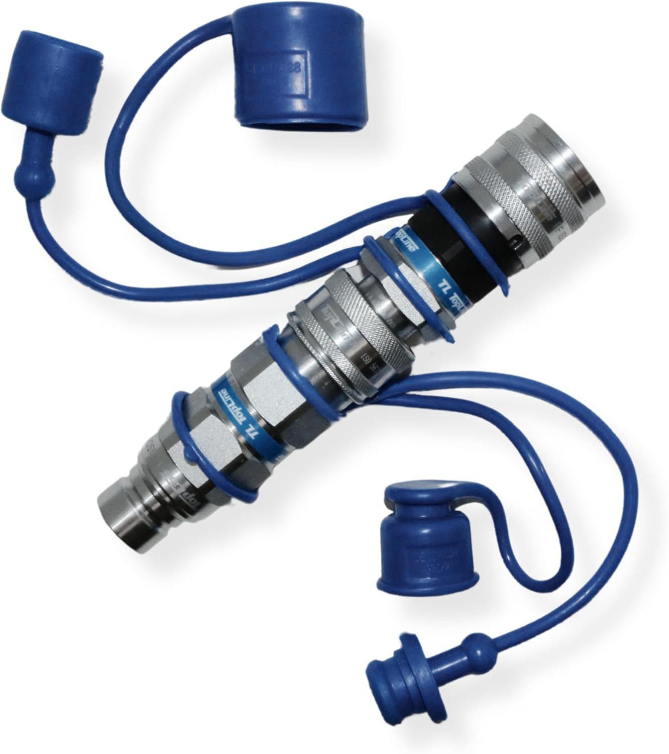 1/2" Flat Face to Ag Style Hydraulic Quick Coupler Adapter Set | Convert Tractor Hydraulics to Bobcat Coupling | Heavy-Duty | 5076 PSI | Zinc Plated | ISO 16028 to ISO 5675 | W/Dust Caps | Model TL36
