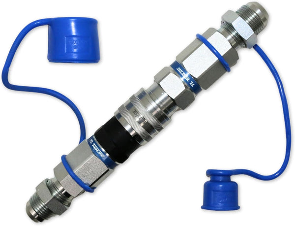 Hydraulic Quick Connect Coupler, 1/2" Body with 3/4" (#12) JIC Thread, Flat Face Bulkhead Mount, ISO 16028, Heavy-Duty Coupling Set with Dust Caps for Bobcat Skid Steer Loaders | Model TL25