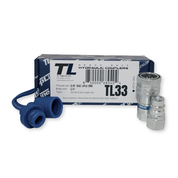 TL33 3/8" SAE Thread Hydraulic Quick Connect Coupler Set 1/4” Body Ag ISO 5675