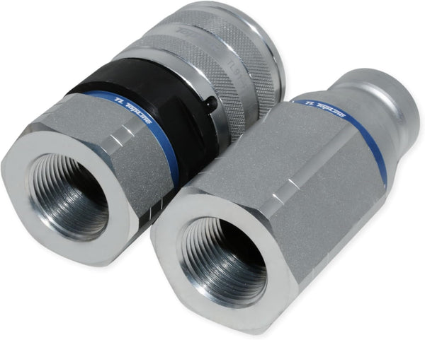 1" Body with 1" NPT Thread | Flat Face Hydraulic Quick Connect Coupler | Heavy Machinery Attachment | ISO 16028 Heavy-Duty Coupling Sets with Dust Caps | Model TL91
