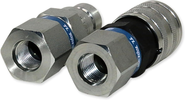 1/2" Body with 1/2" SAE O-Ring BOSS thread | Flat Face Hydraulic Quick Connect Coupler | Heavy Machinery Attachment | ISO 16028 Heavy-Duty Coupling with Dust Caps | Model TL92