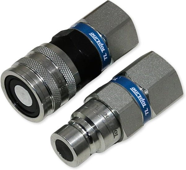 1/2" Body with 1/2" SAE O-Ring BOSS thread | Flat Face Hydraulic Quick Connect Coupler | Heavy Machinery Attachment | ISO 16028 Heavy-Duty Coupling with Dust Caps | Model TL92