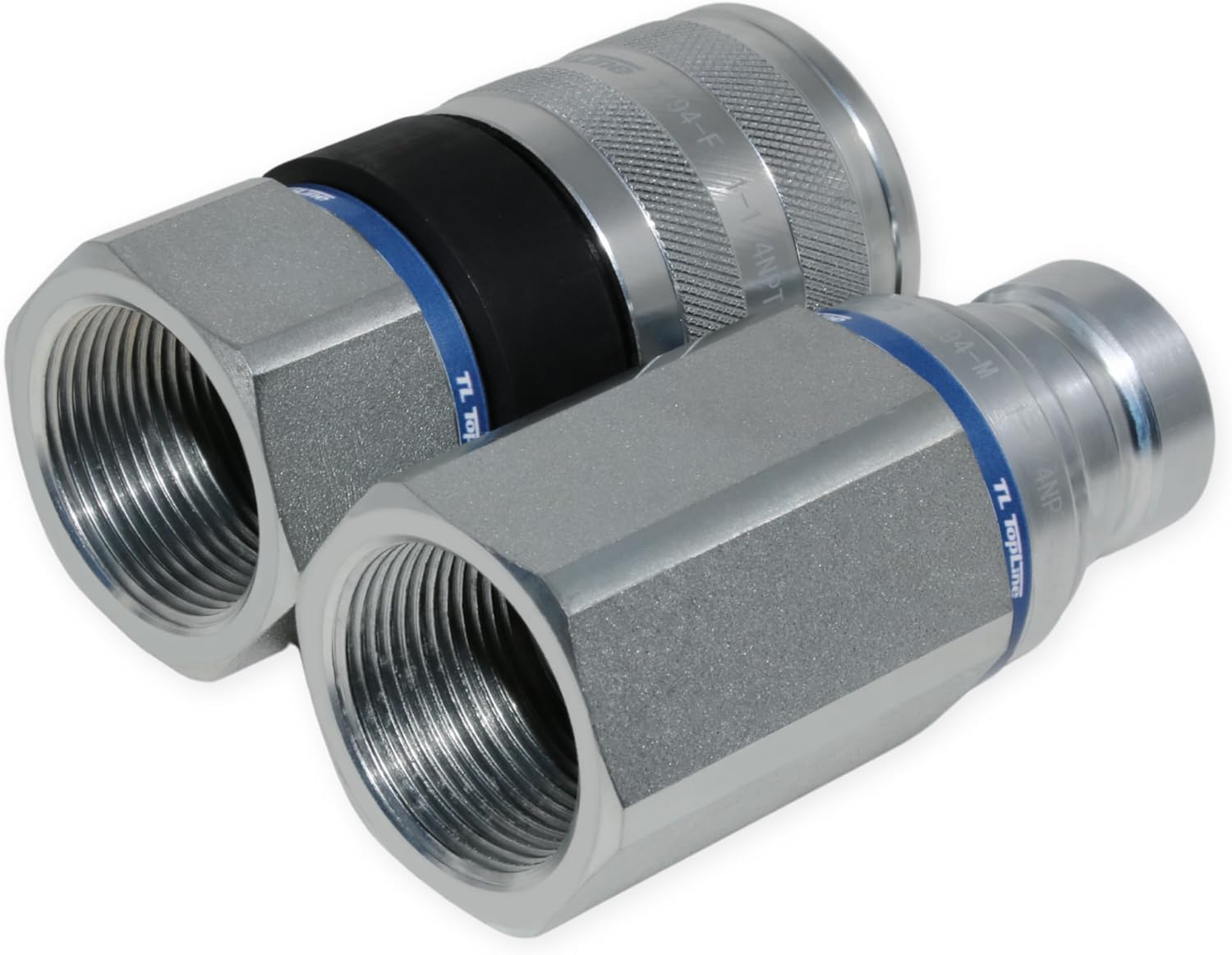 1" Body with 1-1/4″ NPT Thread | High Flow | Flat Face Hydraulic Quick Connect Coupler | Heavy Machinery Attachment | ISO 16028 Heavy-Duty Coupling Sets with Dust Caps | Model TL94