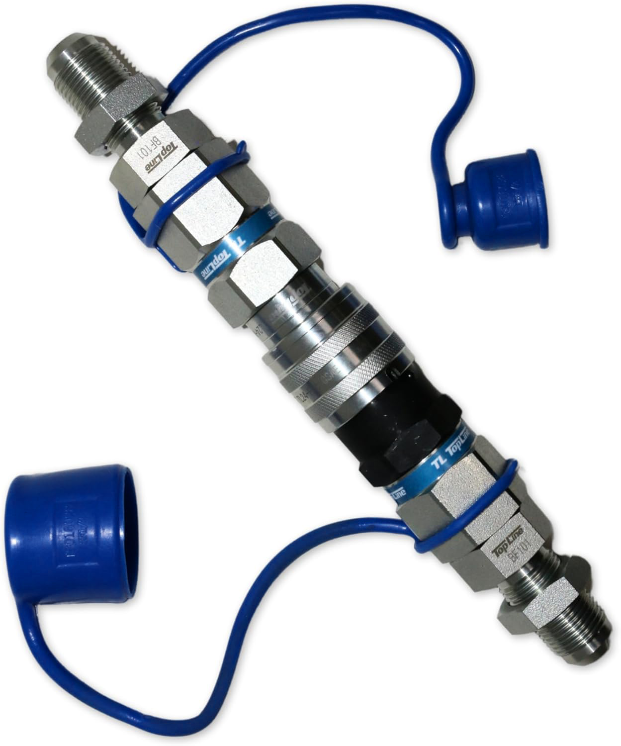 Hydraulic Quick Connect Coupler, 5/8" (#10) JIC Thread, Flat Face Bulkhead, 1/2" Body Size, ISO 16028, Heavy-Duty Coupling Set with Dust Caps for Bobcat Skid Steer Loaders | Model TL24