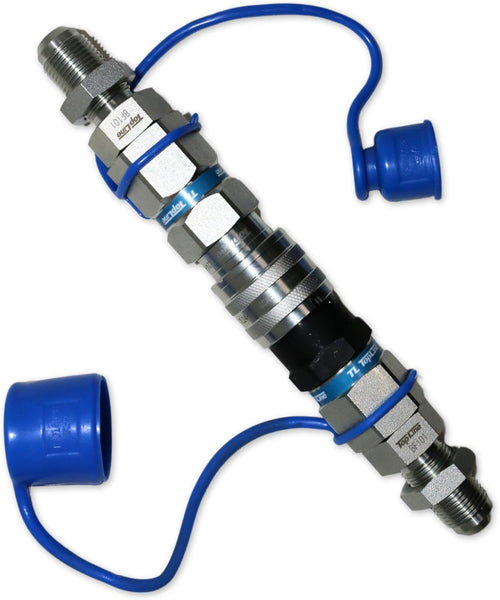 Hydraulic Quick Connect Coupler, 5/8" (#10) JIC Thread, Flat Face Bulkhead, 1/2" Body Size, ISO 16028, Heavy-Duty Coupling Set with Dust Caps for Bobcat Skid Steer Loaders | Model TL24