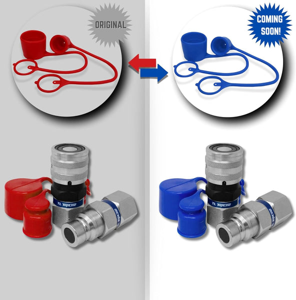 1/2" Body with 3/4" SAE O-Ring BOSS Thread, Hydraulic Quick Connect Coupler, Flat Face, ISO 16028, Heavy-Duty Coupling Set with Dust Caps for Skid Steer Bobcat Attachment | Model TL22
