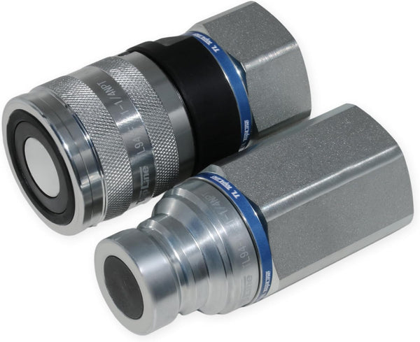 1" Body with 1-1/4″ NPT Thread | High Flow | Flat Face Hydraulic Quick Connect Coupler | Heavy Machinery Attachment | ISO 16028 Heavy-Duty Coupling Sets with Dust Caps | Model TL94