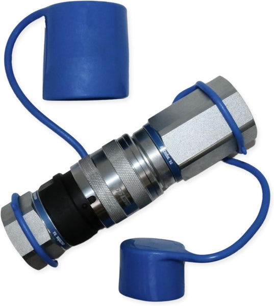 1" Body with 1" SAE O-Ring BOSS Thread | Flat Face Hydraulic Quick Connect Coupler | Heavy Machinery Attachment | ISO 16028 Heavy-Duty Coupling Sets with Dust Caps | Model TL90