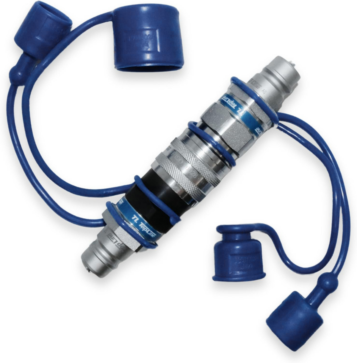 1/2" Flat Face to Ag Style Hydraulic Quick Coupler Adapter Set | Install Flat Face Connector on Skid Steer | 5076 PSI | Zinc Plated | ISO 16028 to ISO 5675 | with Dust Caps | Model TL46