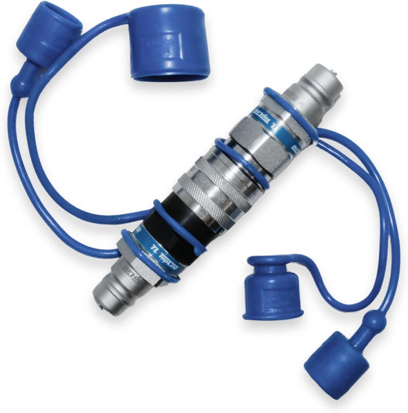 1/2" Flat Face to Ag Style Hydraulic Quick Coupler Adapter Set | Install Flat Face Connector on Skid Steer | 5076 PSI | Zinc Plated | ISO 16028 to ISO 5675 | with Dust Caps | Model TL46