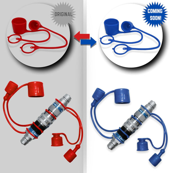 1/2" Flat Face to Ag Style Hydraulic Quick Coupler Adapter Set | Install Flat Face Connector on Skid Steer | 5076 PSI | Zinc Plated | ISO 16028 to ISO 5675 | with Dust Caps | Model TL46