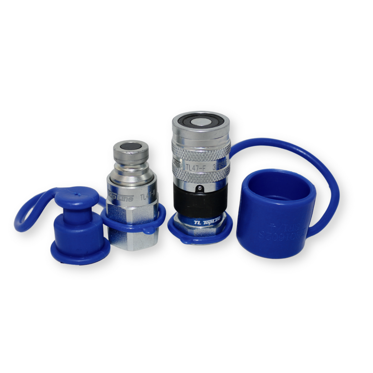 TL47 3/8 SAE Thread Flat Face Quick Connect Hydraulic Couplers Set 1/4 Body ISO 16028 with Dust Caps