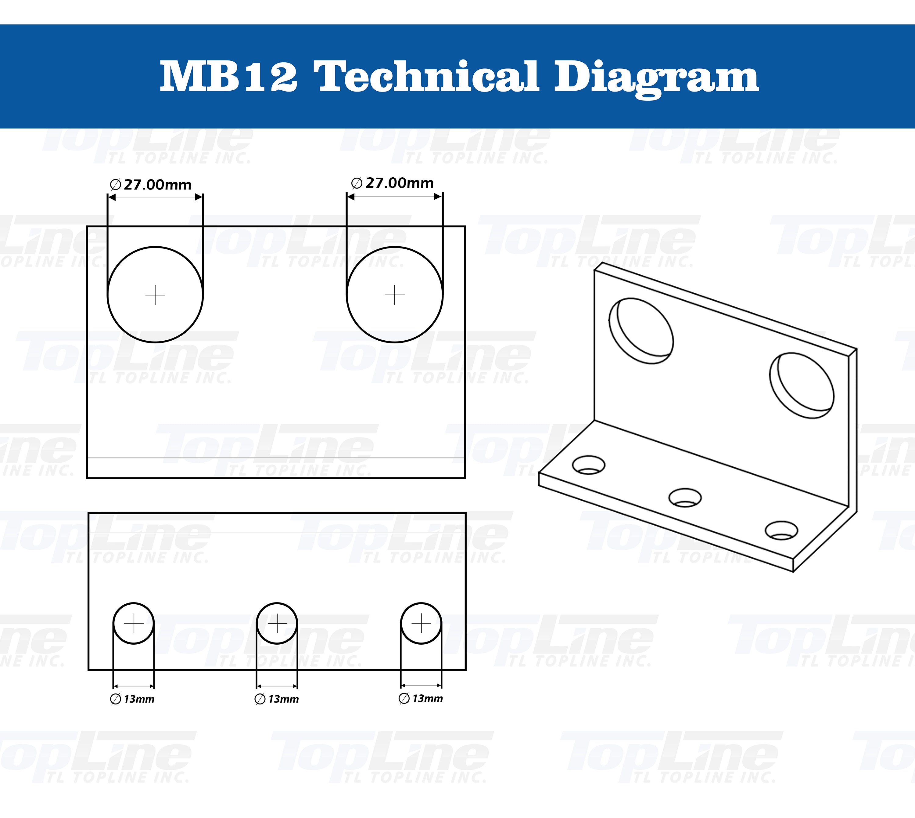 thumbnail image 2 of MB12 Mounting Bracket To Fit 3/4"(#12) Bulkhead Hydraulic Coupler 2 of 9
