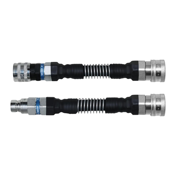 1/2" Flat Face to Ag Style Hydraulic Quick Connect Coupler Adapter Set | Heavy-Duty | ISO 16028 to ISO 5675 | 5076 PSI | Zinc Plated | Dust Caps Included | Fits Bobcat, John Deere, CAT | Model TL106-FLEX