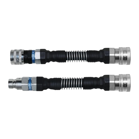 1/2" Flat Face to Ag Style Hydraulic Quick Connect Coupler Adapter Set | Heavy-Duty | ISO 16028 to ISO 5675 | 5076 PSI | Zinc Plated | Dust Caps Included | Fits Bobcat, John Deere, CAT | Model TL106-FLEX